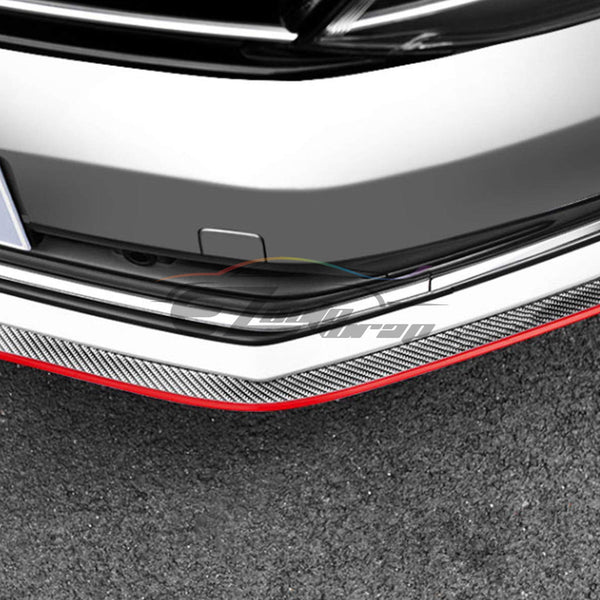 Front Bumper Rubber Lip Carbon Fiber Textured 2 Tone Colors (Blue Black / Red Black / Gray Black / Yellow Black)