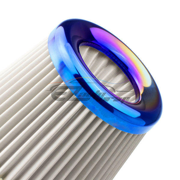 3" Air Intake Filter Washable Neo Chrome Top Rubber End + Clamp