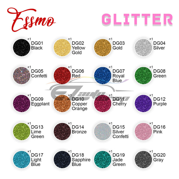 20pcs 20 Colors Glitter Heat Transfer Vinyl 12"x10" HTV Bundle