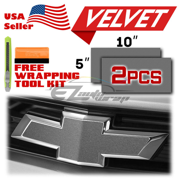 2pcs 5"x10" Velvet Suede Chevy Emblem Bowtie Overlay Vinyl Wrap