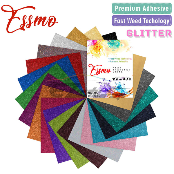 20pcs 20 Colors Glitter Heat Transfer Vinyl 12"x10" HTV Bundle