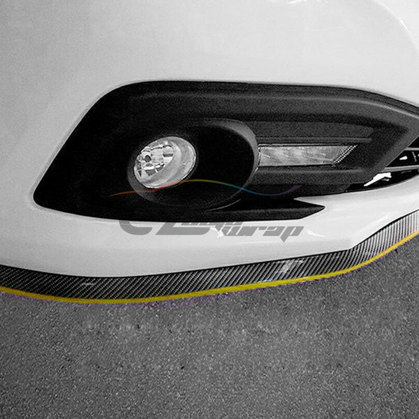 Front Bumper Rubber Lip Carbon Fiber Textured 2 Tone Colors (Blue Black / Red Black / Gray Black / Yellow Black)