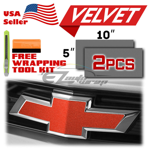 2pcs 5"x10" Velvet Suede Chevy Emblem Bowtie Overlay Vinyl Wrap