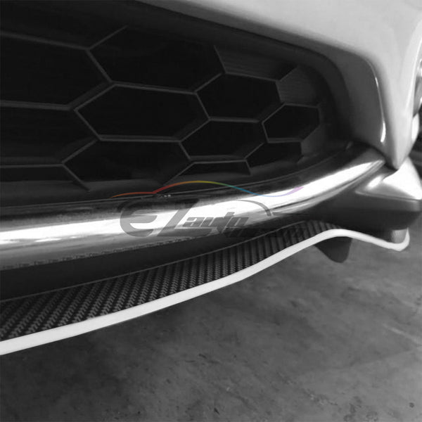 Front Bumper Rubber Lip Carbon Fiber Textured 2 Tone Colors (Blue Black / Red Black / Gray Black / Yellow Black)