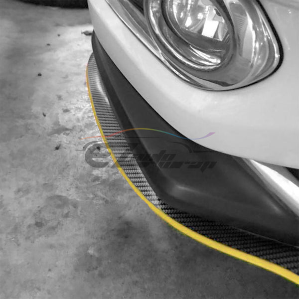Front Bumper Rubber Lip Carbon Fiber Textured 2 Tone Colors (Blue Black / Red Black / Gray Black / Yellow Black)