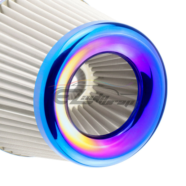 3" Air Intake Filter Washable Neo Chrome Top Rubber End + Clamp