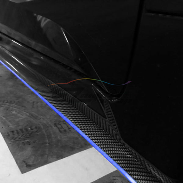 Front Bumper Rubber Lip Carbon Fiber Textured 2 Tone Colors (Blue Black / Red Black / Gray Black / Yellow Black)