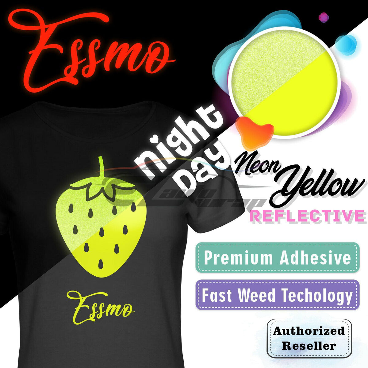 ESSMO™ Yellow Reflective Heat Transfer Vinyl HTV RT06 – EzAuto Wrap