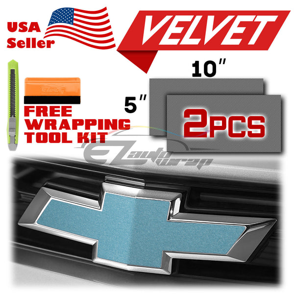 2pcs 5"x10" Velvet Suede Chevy Emblem Bowtie Overlay Vinyl Wrap