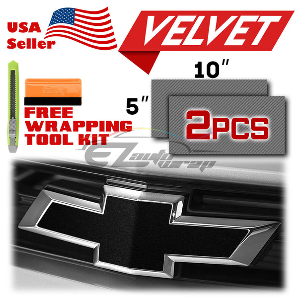 2pcs 5"x10" Velvet Suede Chevy Emblem Bowtie Overlay Vinyl Wrap