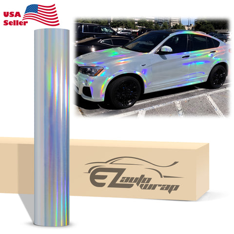 Holographic Silver Rainbow Vinyl Wrap