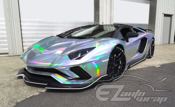 Holographic Silver Rainbow Vinyl Wrap