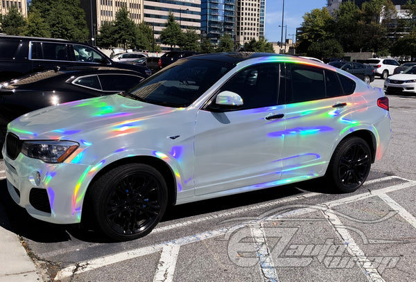 Holographic Silver Rainbow Vinyl Wrap