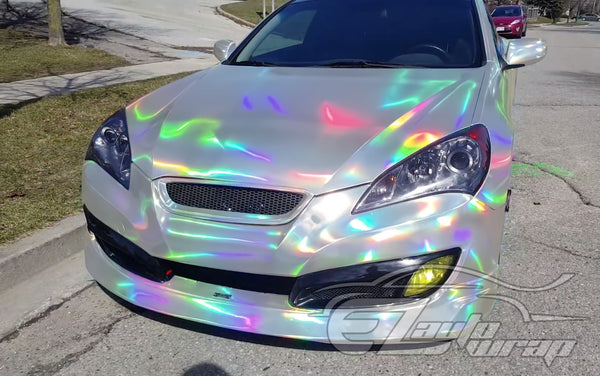 Holographic Silver Rainbow Vinyl Wrap