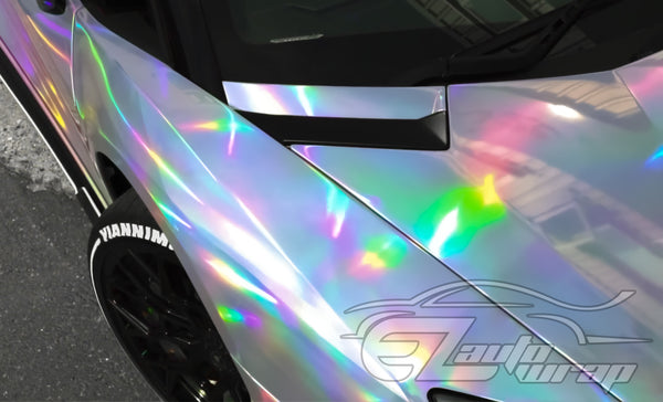 Holographic Silver Rainbow Vinyl Wrap