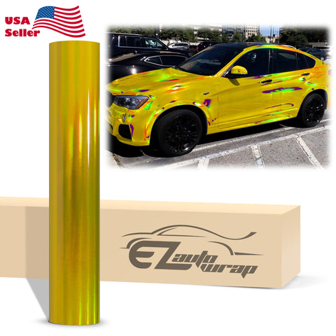 Holographic Yellow Rainbow Vinyl Wrap
