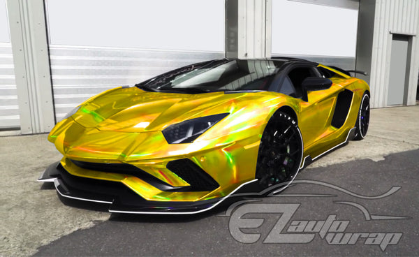 Holographic Yellow Rainbow Vinyl Wrap