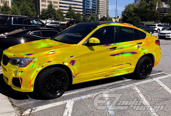 Holographic Yellow Rainbow Vinyl Wrap