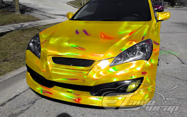 Holographic Yellow Rainbow Vinyl Wrap