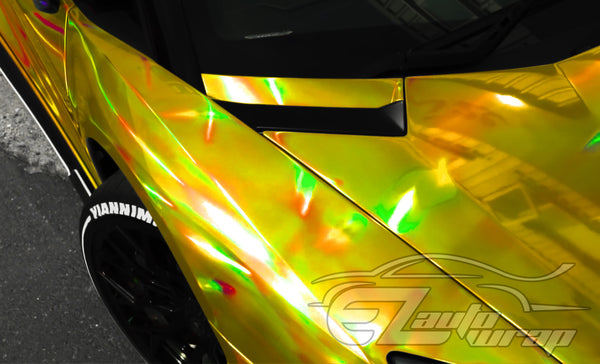 Holographic Yellow Rainbow Vinyl Wrap