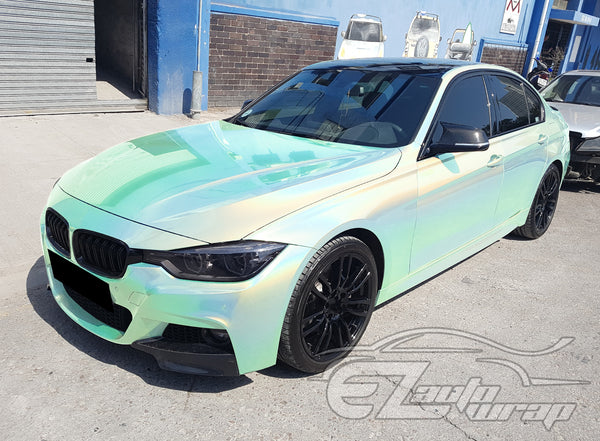 Laser Flip Gloss Teal Metallic Psychedelic Rainbow Holographic Vinyl Wrap