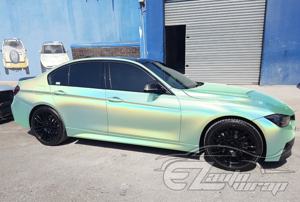Laser Flip Gloss Teal Metallic Psychedelic Rainbow Holographic Vinyl Wrap