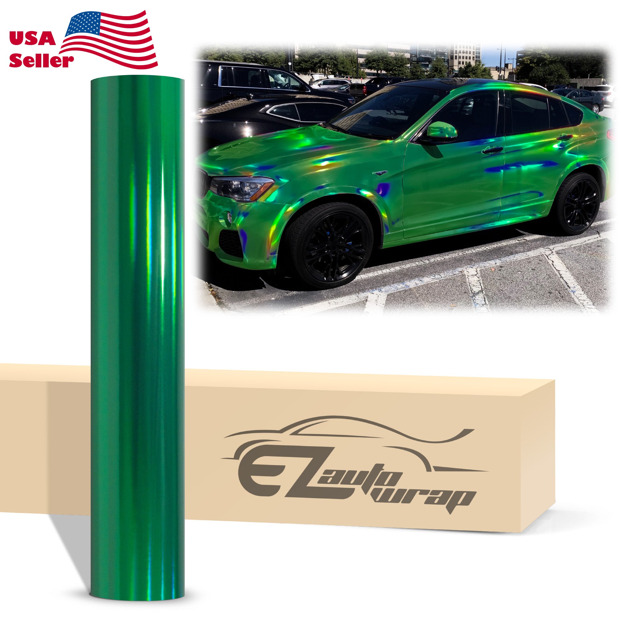 Holographic Green Rainbow Vinyl Wrap