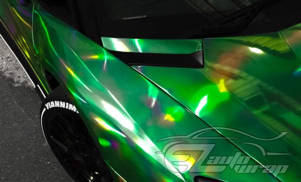 Holographic Green Rainbow Vinyl Wrap