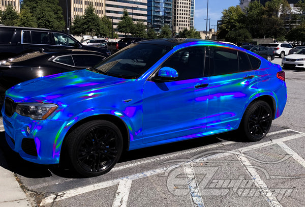 Holographic Blue Rainbow Vinyl Wrap