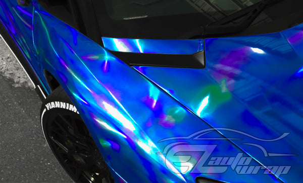 Holographic Blue Rainbow Vinyl Wrap
