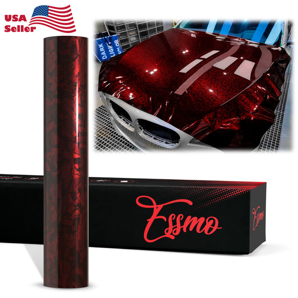 PET Marble Forged Gloss Carbon Fiber Textured Red Vinyl Wrap