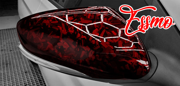 PET Marble Forged Gloss Carbon Fiber Textured Red Vinyl Wrap