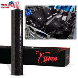 PET Marble Forged Gloss Carbon Fiber Textured Black Vinyl Wrap