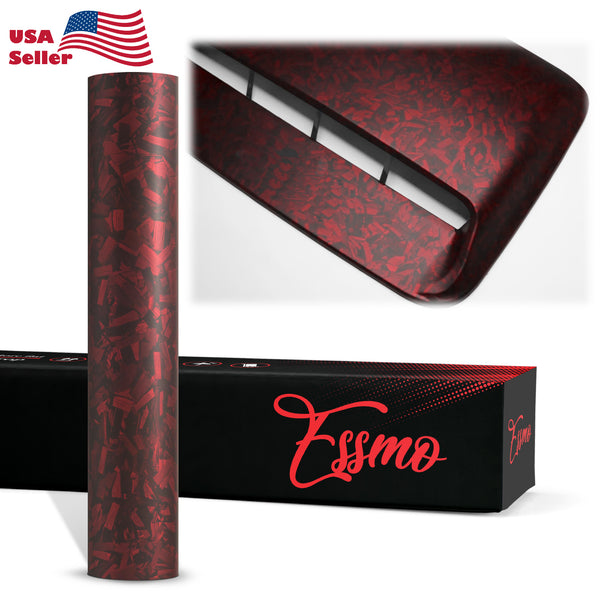 PET Marble Forged Matte Carbon Fiber Textured Red Vinyl Wrap