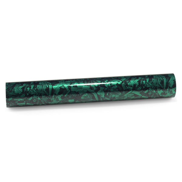 PET Marble Forged Gloss Carbon Fiber Textured Emerald Green Vinyl Wrap