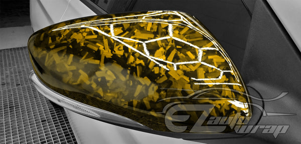 Marble Forged Gloss Carbon Fiber Textured Golden Yellow Vinyl Wrap