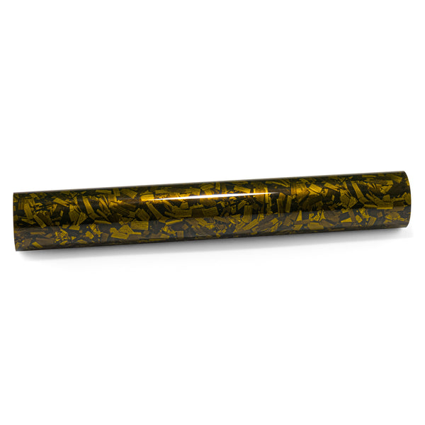 Marble Forged Gloss Carbon Fiber Textured Golden Yellow Vinyl Wrap