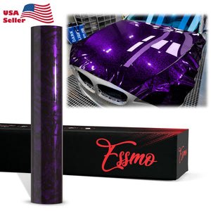 PET Marble Forged Gloss Carbon Fiber Textured Royal Purple Vinyl Wrap