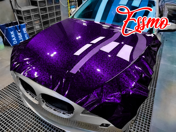 PET Marble Forged Gloss Carbon Fiber Textured Royal Purple Vinyl Wrap