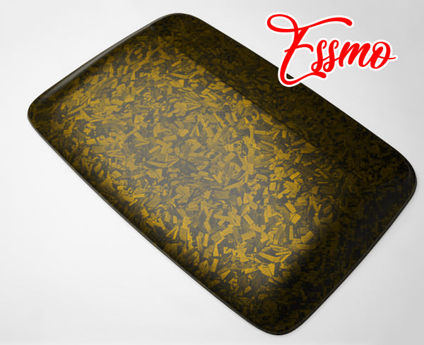 PET Marble Forged Matte Carbon Fiber Textured Golden Yellow Vinyl Wrap