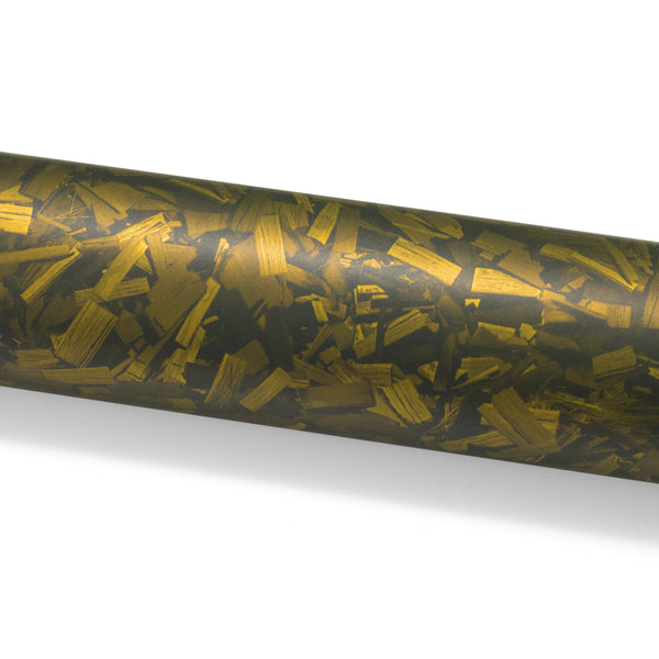 PET Marble Forged Matte Carbon Fiber Textured Golden Yellow Vinyl Wrap