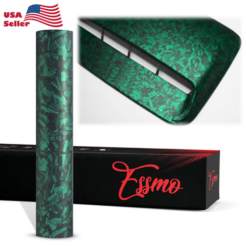 PET Marble Forged Matte Carbon Fiber Textured Emerald Green Vinyl Wrap