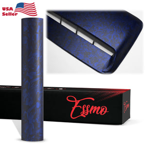 PET Marble Forged Matte Carbon Fiber Textured Royal Blue Vinyl Wrap