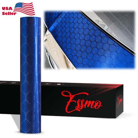 PET Honeycomb Carbon Fiber Satin Royal Blue Hex Vinyl Wrap