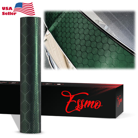 PET Honeycomb Carbon Fiber Satin Venom Green Hex Vinyl Wrap