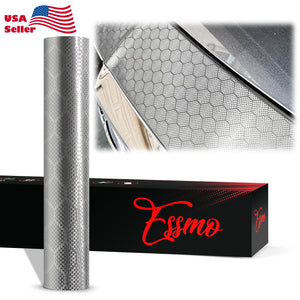 PET Honeycomb Carbon Fiber Satin Silver Hex Vinyl Wrap