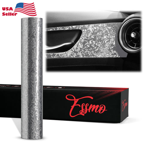 PET Damascus Forged Satin Silver Vinyl Wrap
