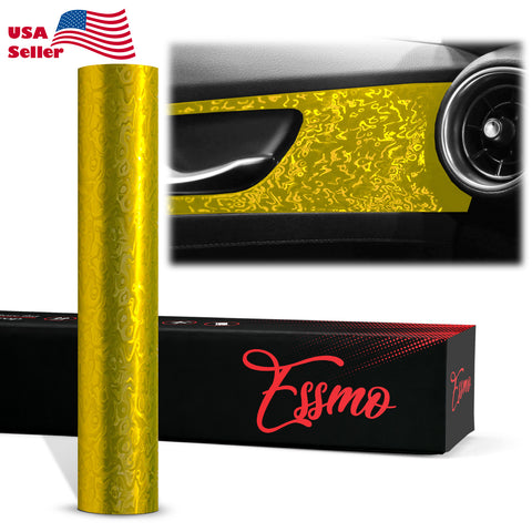 PET Damascus Forged Satin Golden Yellow Vinyl Wrap