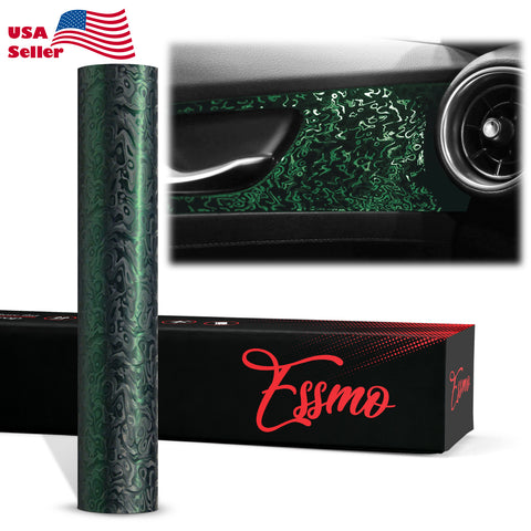 PET Damascus Forged Satin Venom Green Vinyl Wrap
