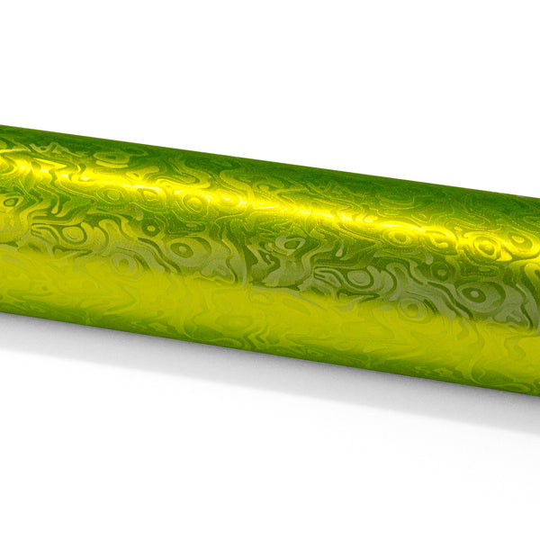 PET Damascus Forged Satin Lime Green Vinyl Wrap